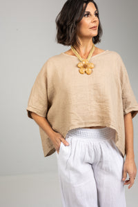 Italian V-Neck Linen Crop