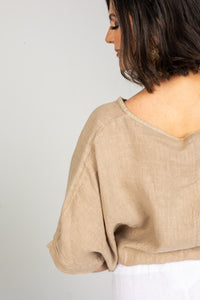 Italian V-Neck Linen Crop